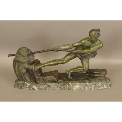 Bronze Art-deco Signed Ouline