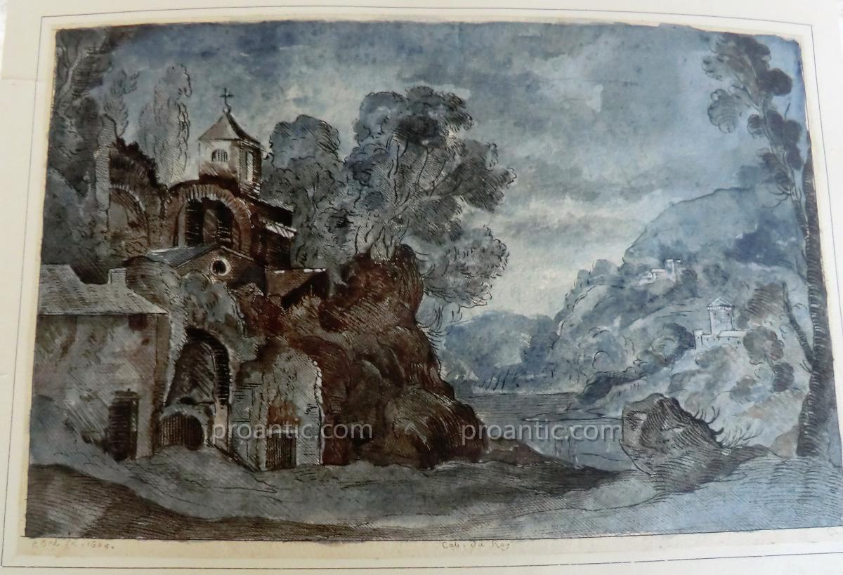 Watercolored Etching Cabinet Du Roi In 1604