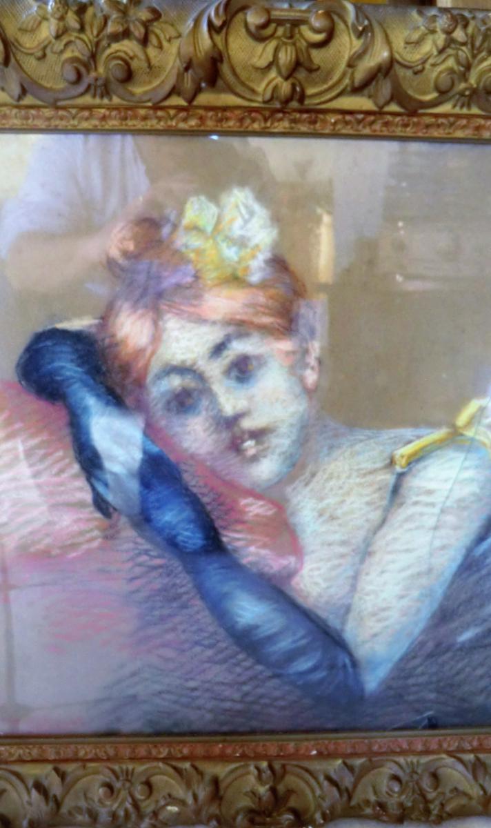 Pastel Young Woman Epoque Toulouse Lautrec-photo-4