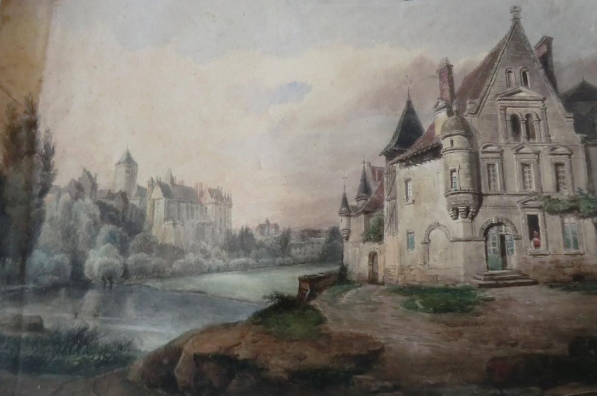 Edme François Ricois 1795/1881 Vue De Chateau