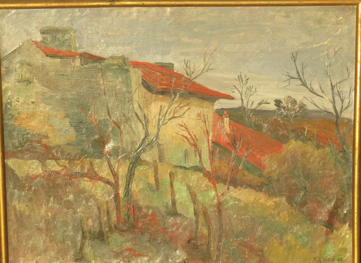 Landscape Painted Signed Nicol In 1955