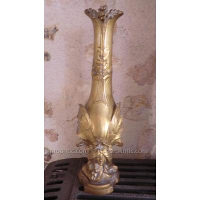 Vase En Bronze Art Nouveau Signé Ch De Voorde
