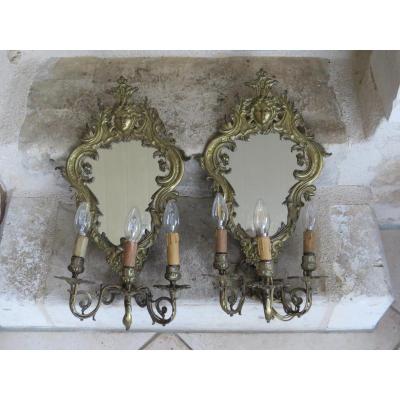 Pair Of Wall Louis 14 Style Bronze