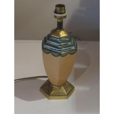 Lampe En Porcelaine Et Bronze Doré Art Deco