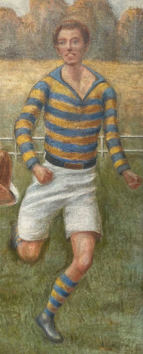 Painting, Oil On Canvas, Rugby Players-photo-4