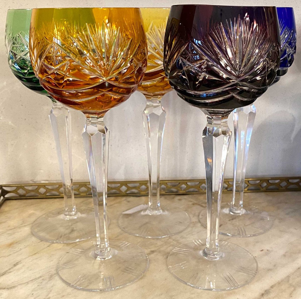 5 Overlay Crystal Wine Glasses-photo-2