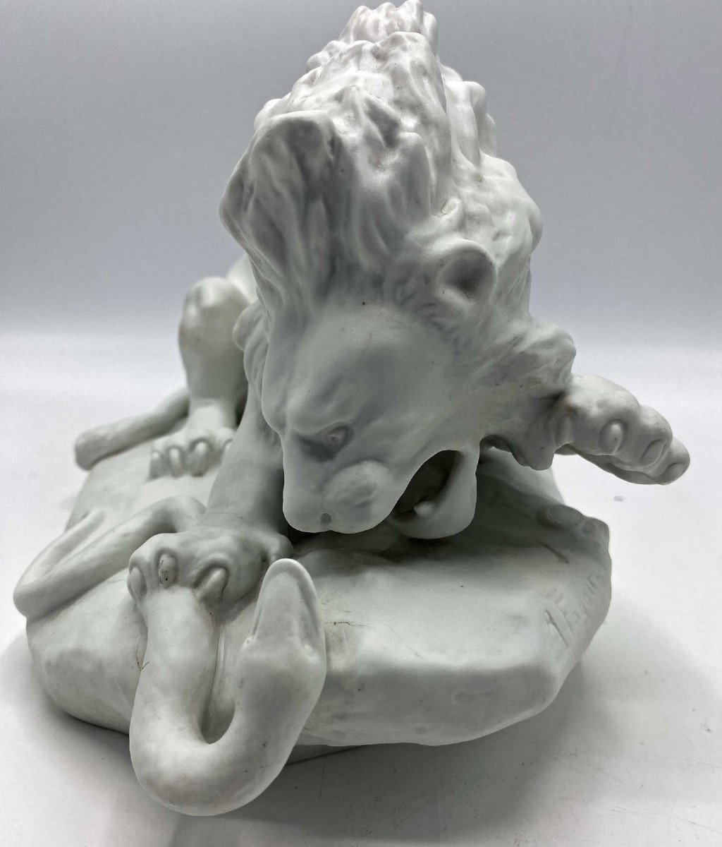 Lion Sculpture, A. Fagotto, J. Teissonniere Limoges-photo-8