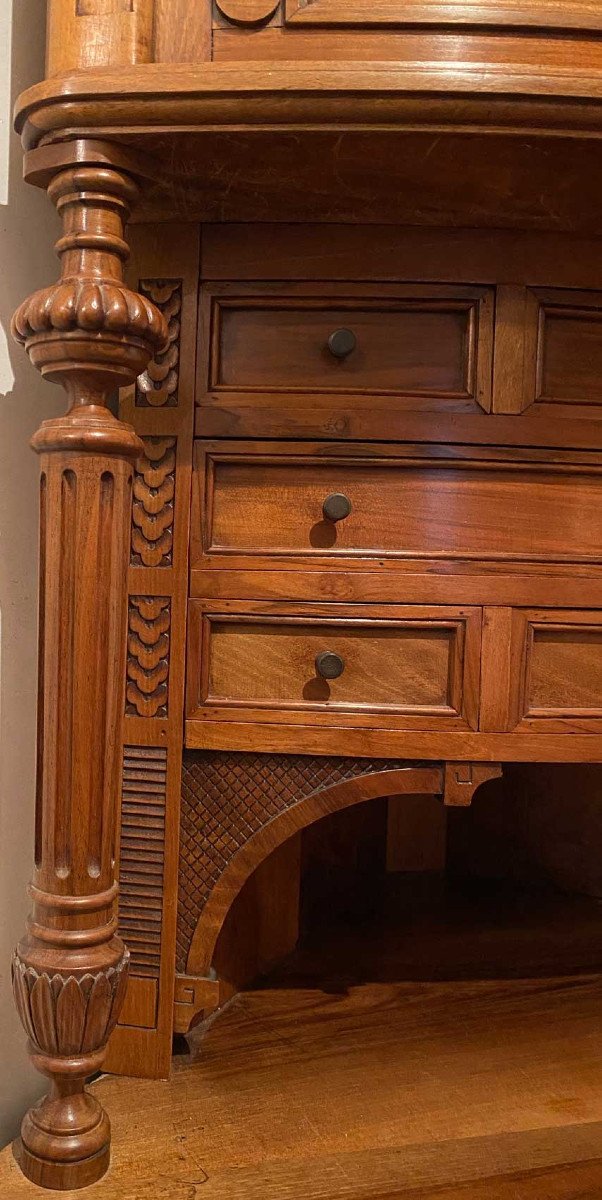 Louis XVI Style Curved Walnut Corner Cabinet-photo-1