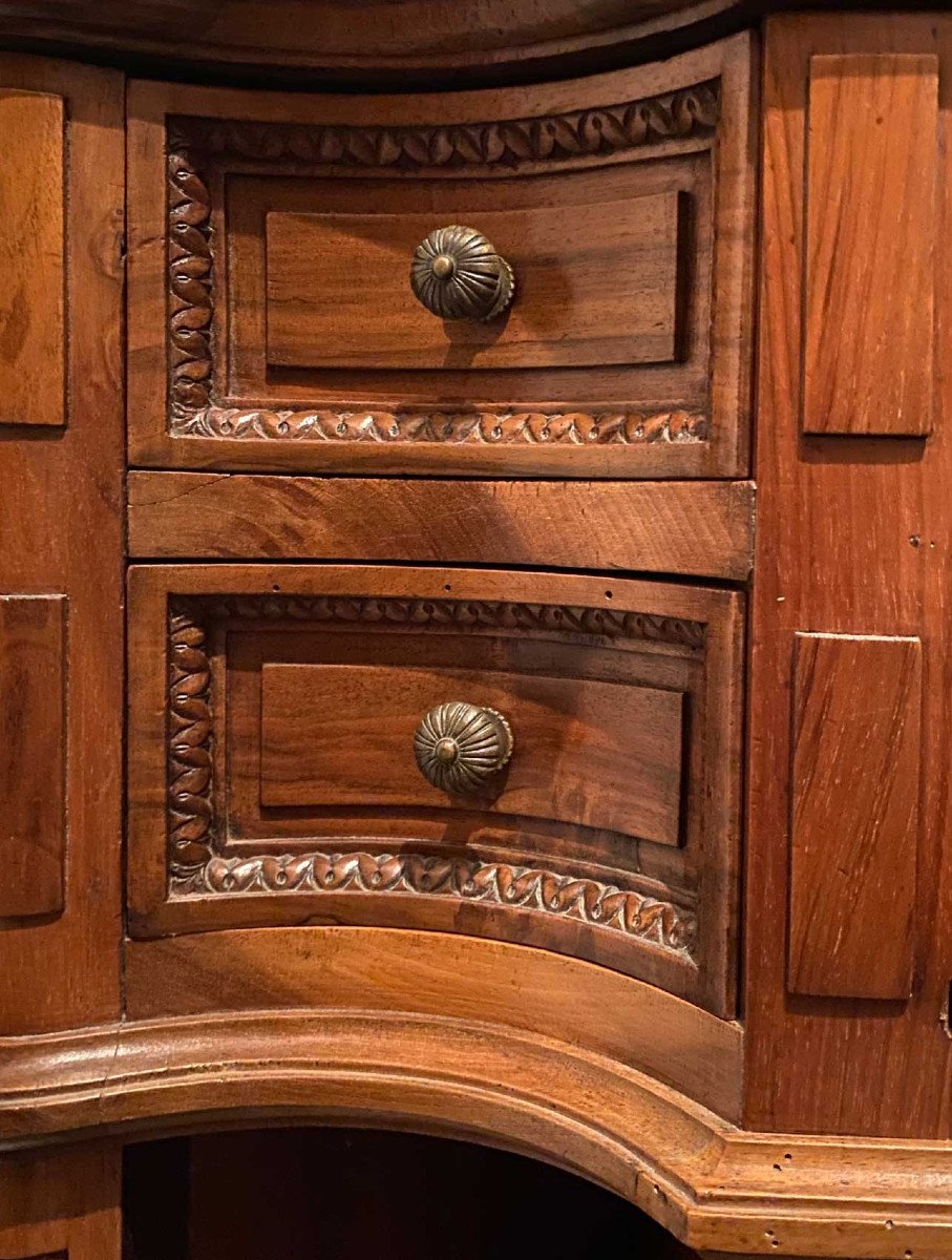 Louis XVI Style Curved Walnut Corner Cabinet-photo-5