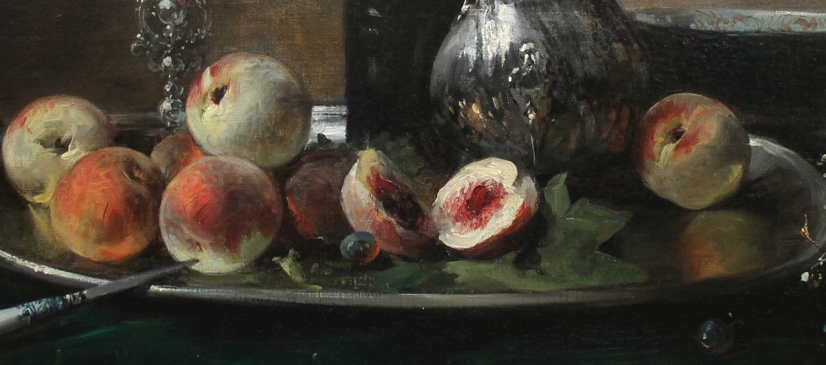 Eugene Petit, Still Life With Peaches And Silver Coffee Pot-photo-4