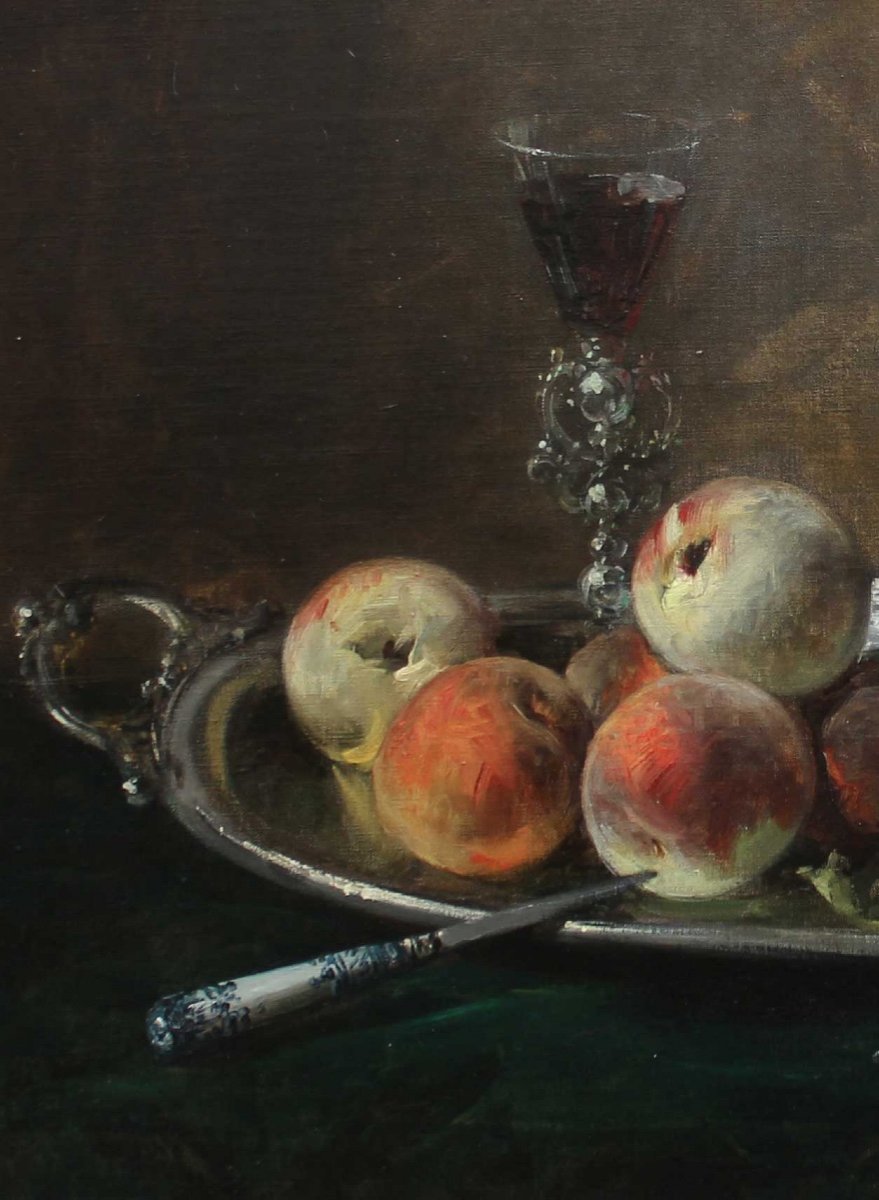 Eugene Petit, Still Life With Peaches And Silver Coffee Pot-photo-4