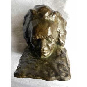 Sculpture, Bust Of Beethoven, Signed Paul Gaston Déprez