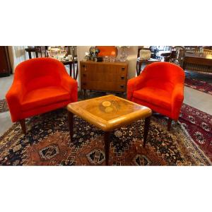 Pair Of Orange Armchairs 1970