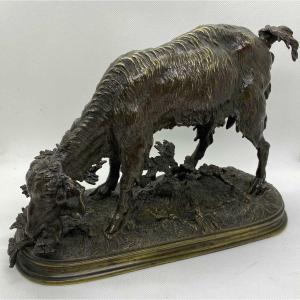 Sculpture Bronze Chèvre, F. Pautrot