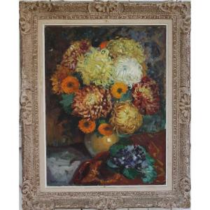 White Painting Duhennoy, Bouquet Of Flowers
