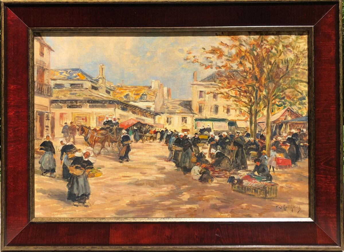 Market Day In Front Of The Old Halls Of Concarneau By Fernand Le Gout-gérard - Brittany-photo-3