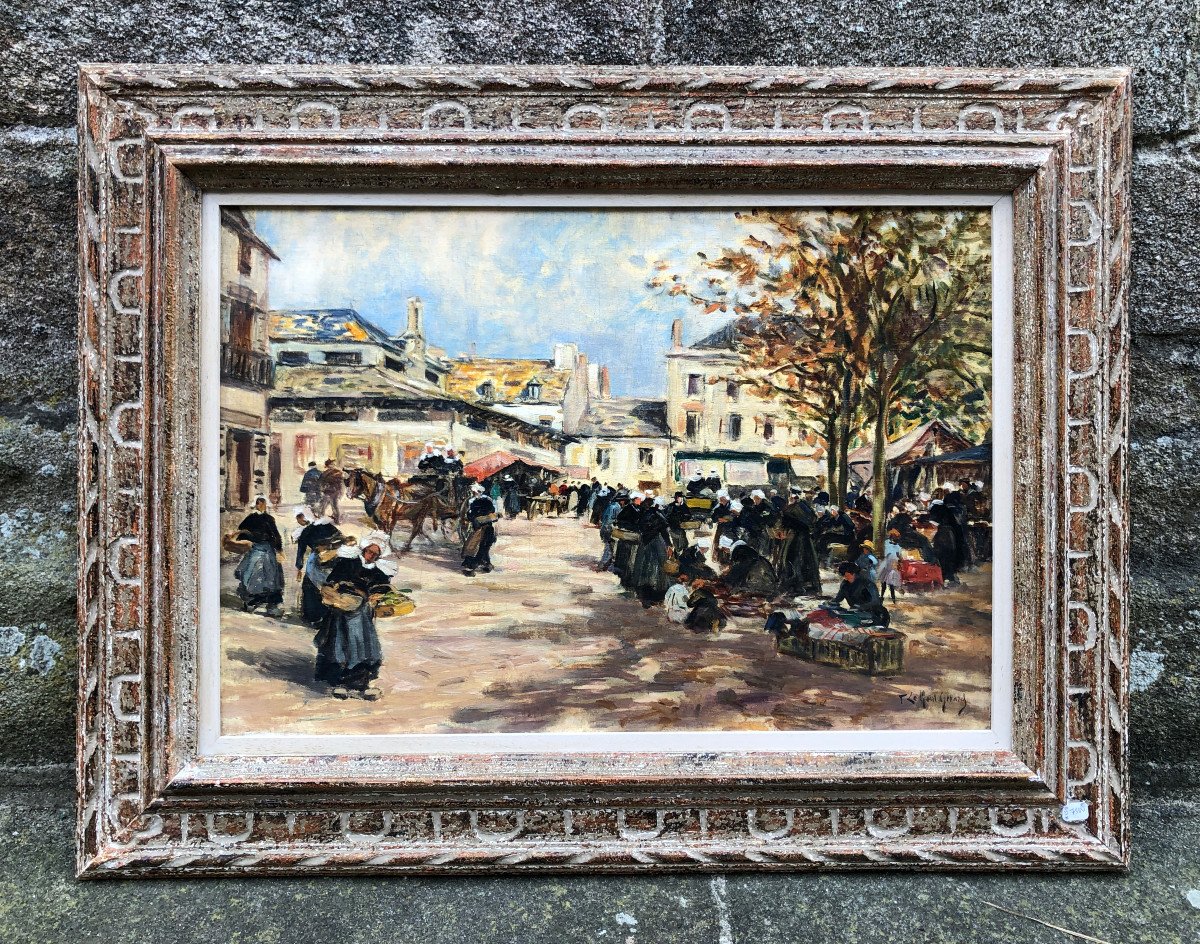 Market Day In Front Of The Old Halls Of Concarneau By Fernand Le Gout-gérard - Brittany-photo-3