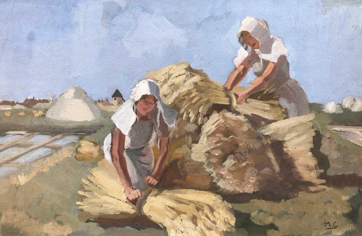 Harvests In The Salt Marshes Of Guérande By Miche-auguste Colle - Brittany
