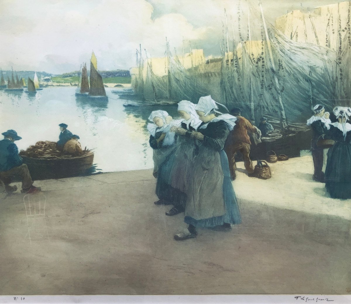 Women On Concarneau Harbour By Fernand Le Gout-gérard - Brittany