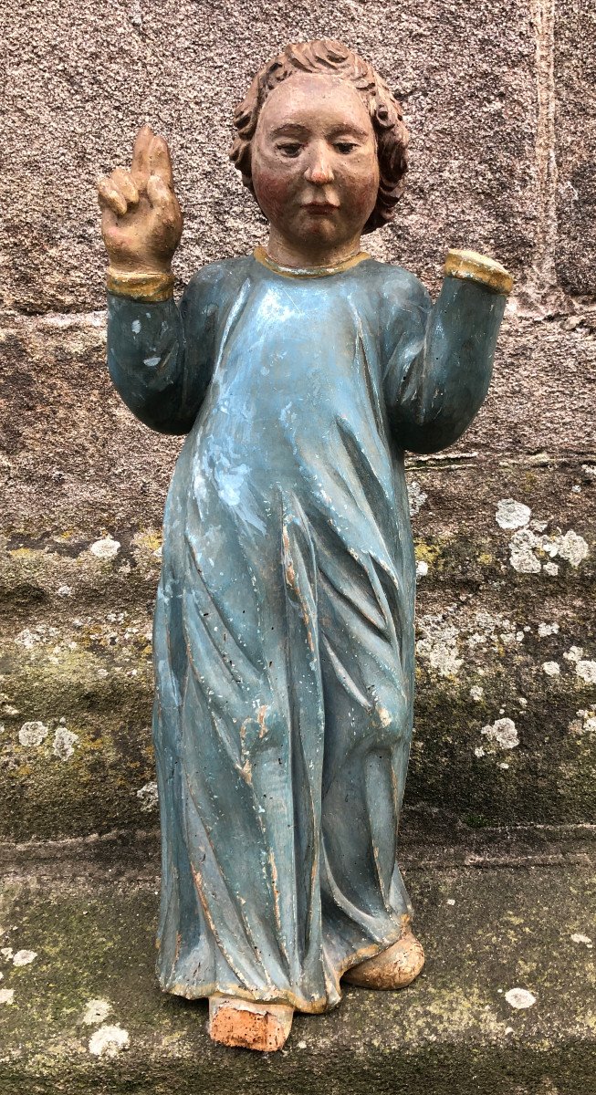 Polychrome Wooden Cherub, Late 17th Century