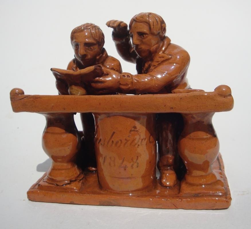 Inkwell: The Student And His Master - Manufacture De La Sarthe - 1848