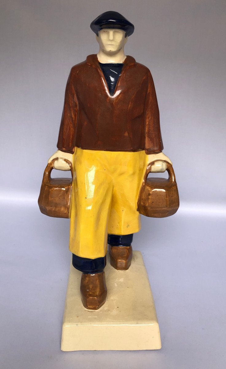 Fisherman And His Shoe By émile Just Bachelet - Henriot Factory - Brittany-photo-3