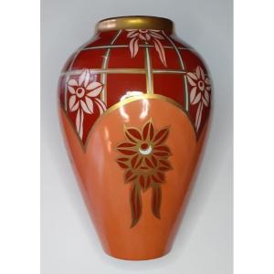 Colorful Limoges Porcelain Vase. Circa 1930