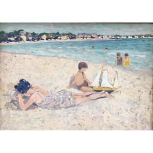 Children On The Beach Of La Baule By Michel-auguste Colle - Brittany