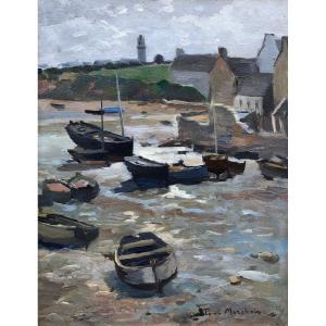 Boats At Low Tide By Paul Morchain - Brittany