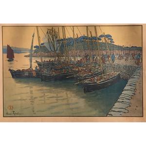 Arrival Of Boats At Tréboul By Henri Rivière - Numbered And Countersigned By The Artist