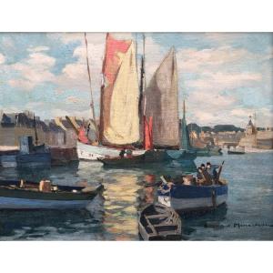 Boats At The Quay In Concarneau By Maurice Ménardeau, Brittany