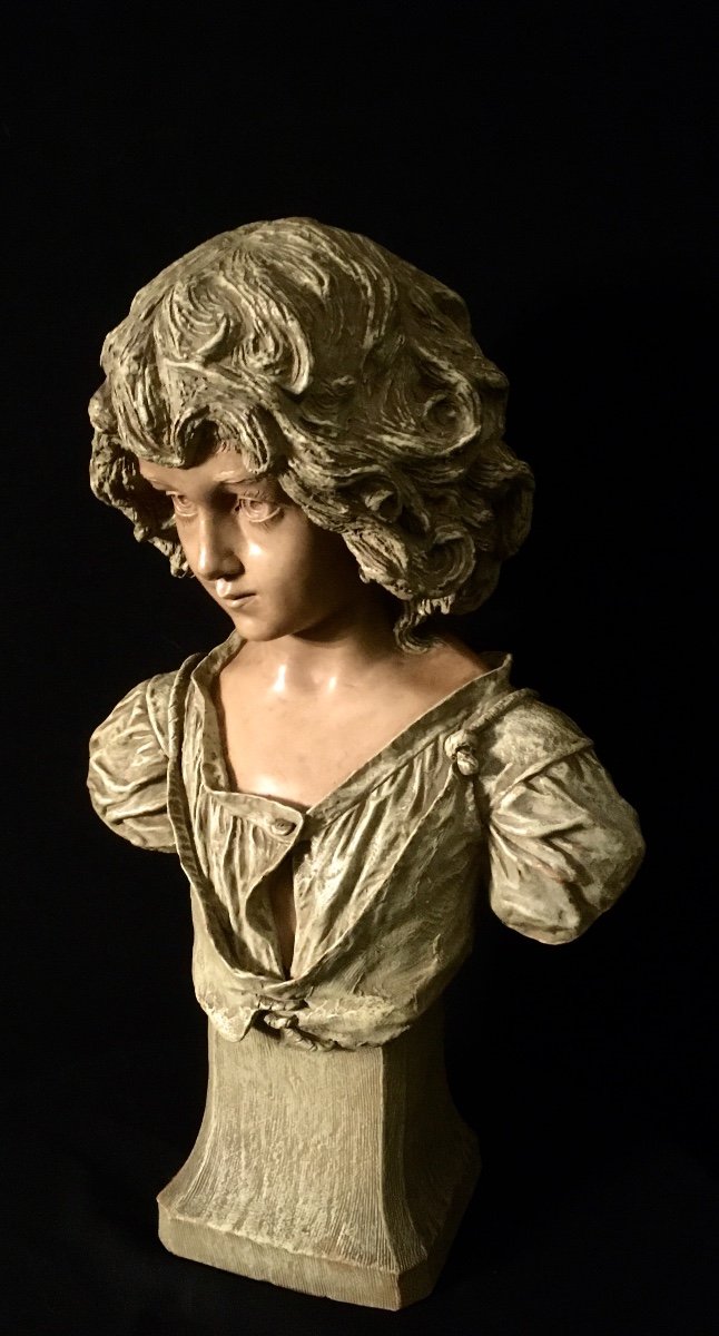 Large Bust Of Girl Friedrich Goldscheider-photo-7