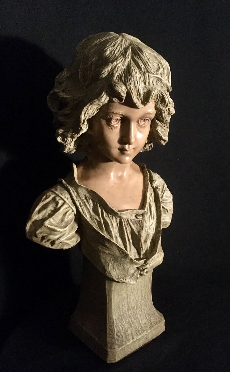 Large Bust Of Girl Friedrich Goldscheider-photo-8