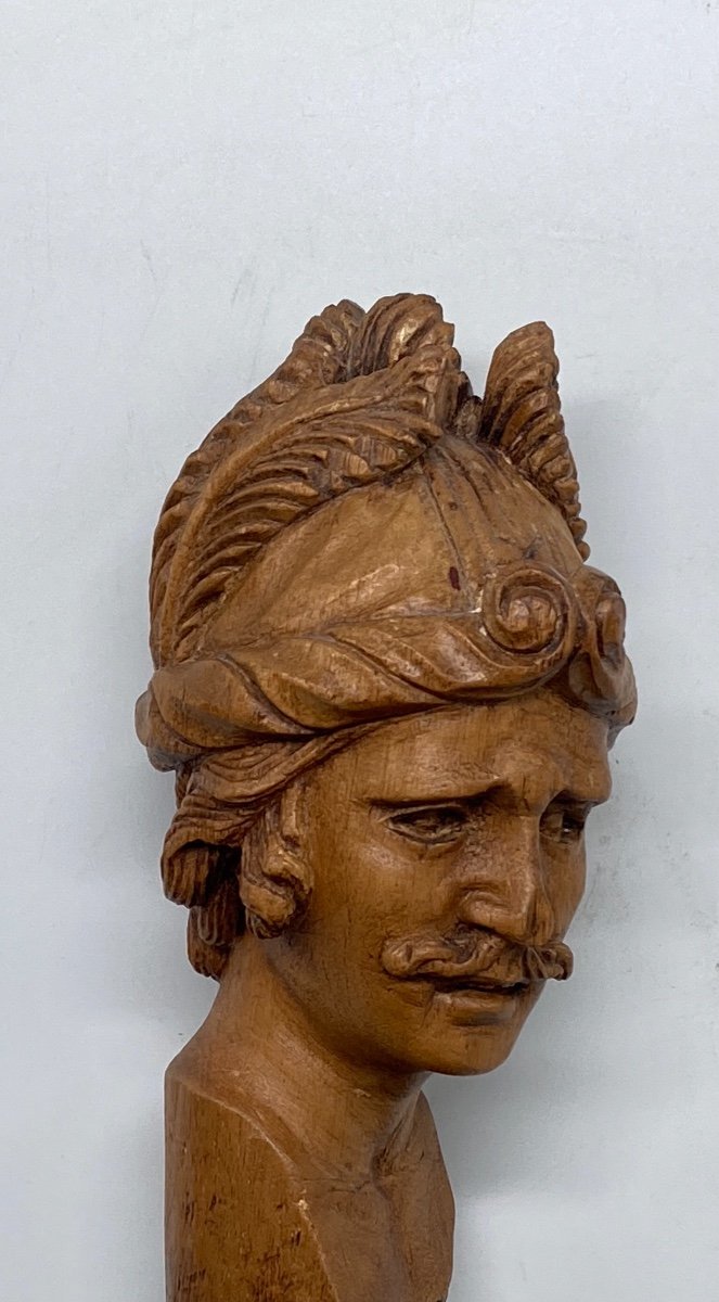 Carved Wood Warrior Head-photo-3