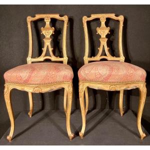 Pair Of Musicians Chairs In Golden Wood 