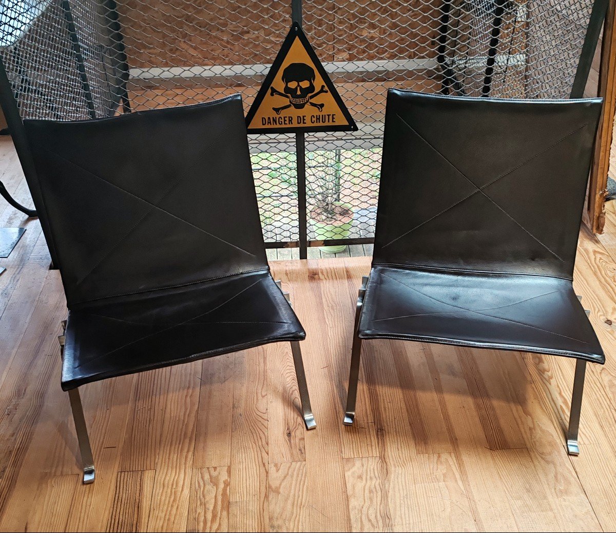 Pair Of Vintage Pk22 Brown Leather Armchairs By Poul Kjærholm For Fritz Hansen Denmark 1980/