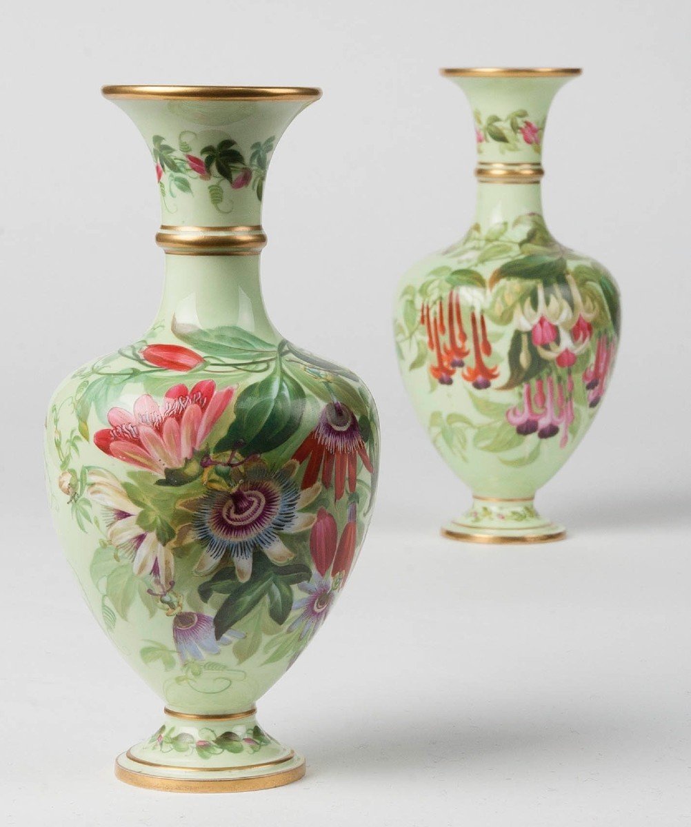 Paire De Vases En Porcelaine De La Marque Anglaise Copeland XIX ème-photo-1