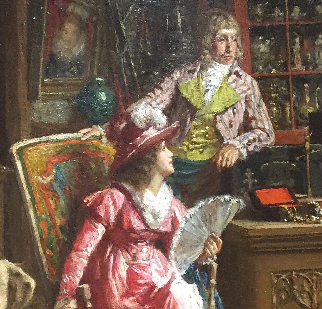 Van Den Kerckhove Jan 1822-1881 At The Antique Dealer 1876 Oil On Panel-photo-2