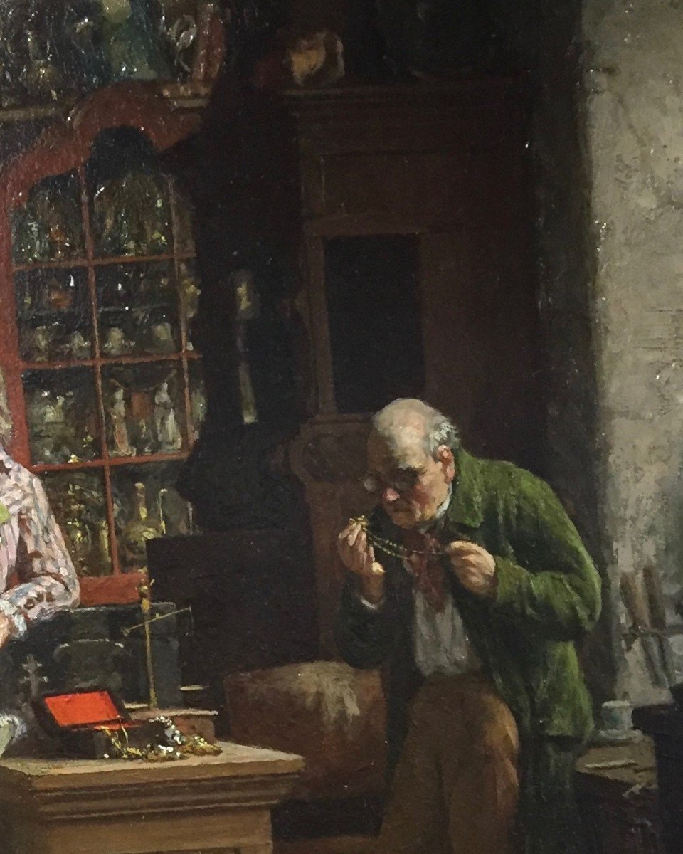 Van Den Kerckhove Jan 1822-1881 At The Antique Dealer 1876 Oil On Panel-photo-3