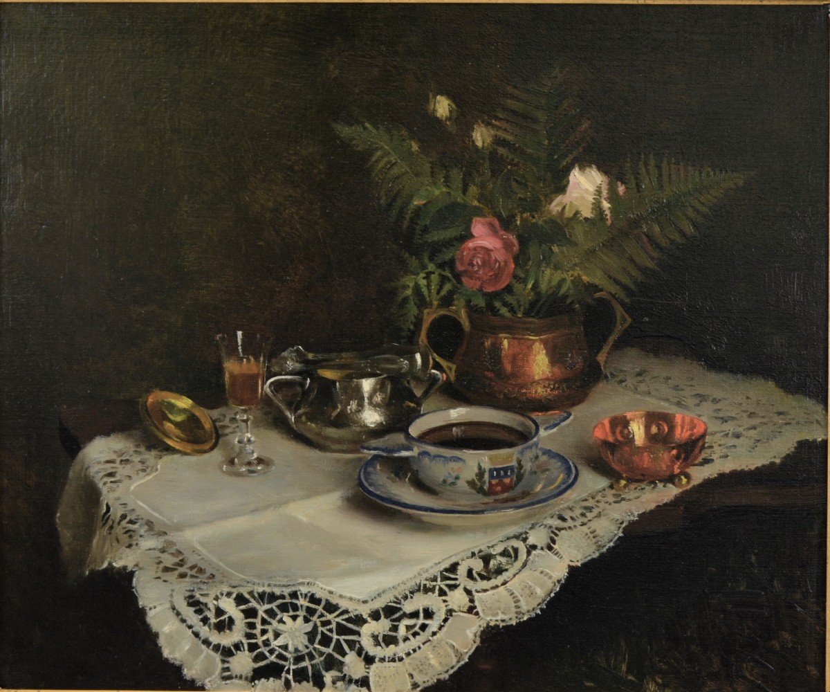 Louis Joseph Capman « Nature Morte Au Vase De Roses » Huile Sur Toile XIX ème-photo-4