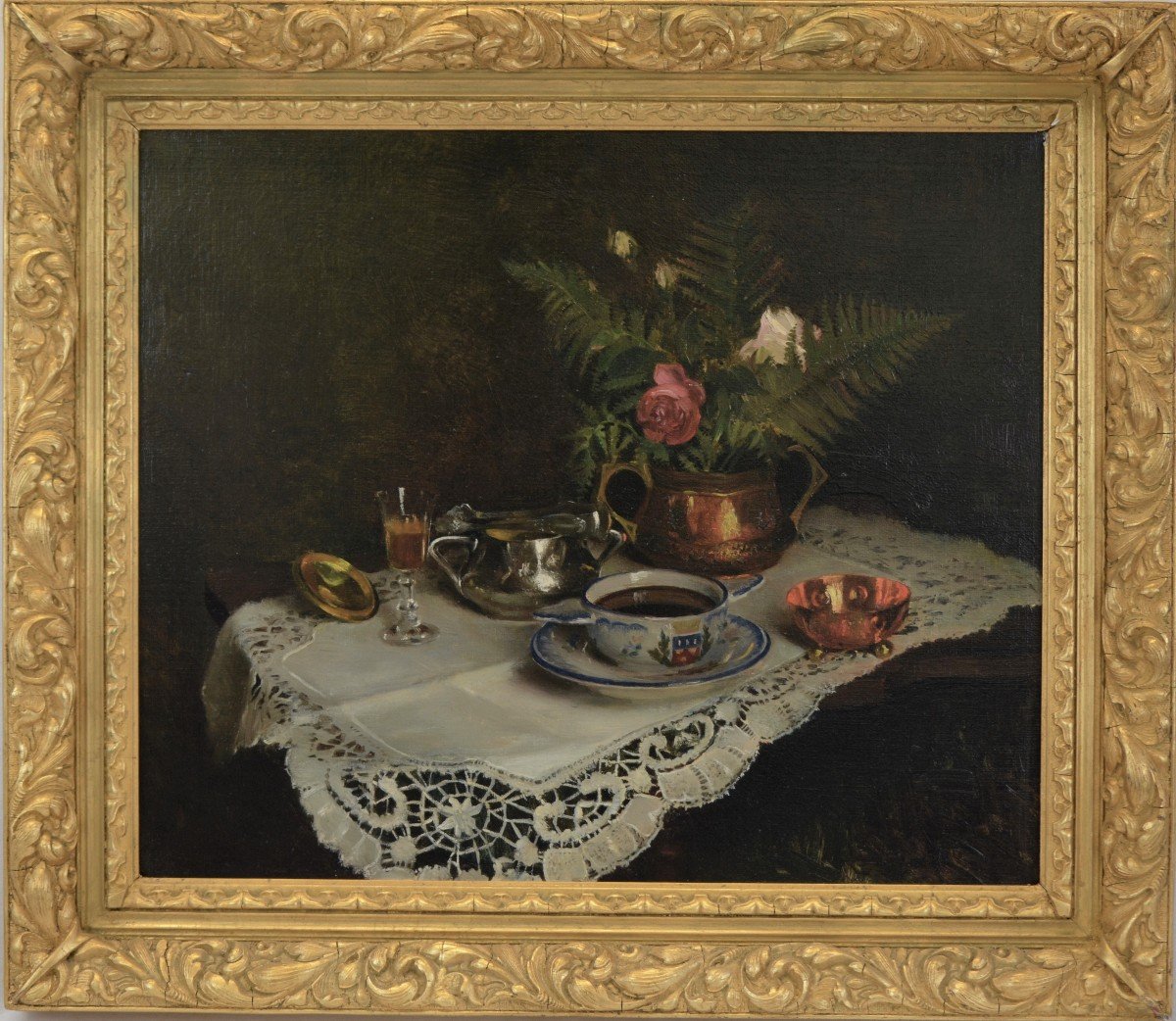 Louis Joseph Capman « Nature Morte Au Vase De Roses » Huile Sur Toile XIX ème