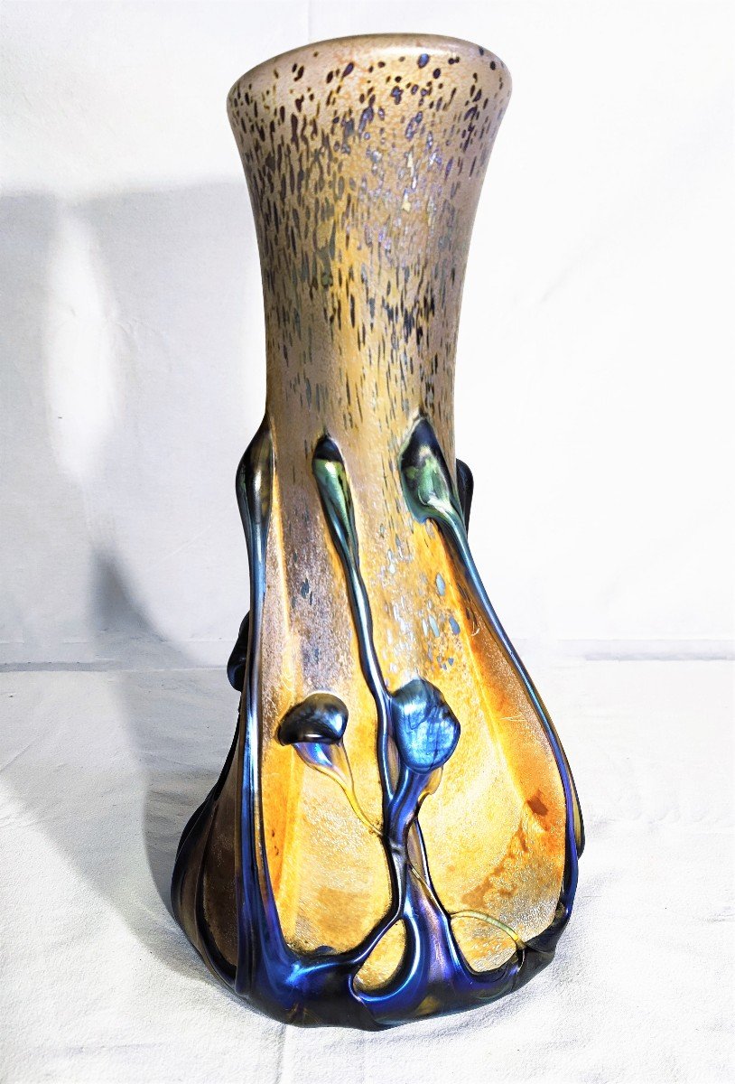 Long Neck Onion Vase, Signed By Michele Luzoro In Biot, 1990.-photo-2