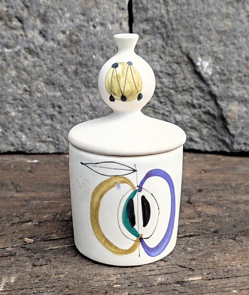 Roger Capron Anthropomorphic Ceramic Vinegar Cruet Oil And Mustard Pot Flower Decor-photo-2