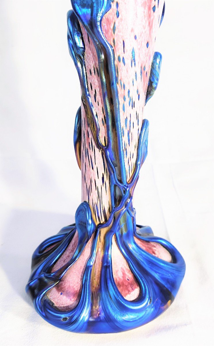 Michele Luzoro Vase Oignon à Long Col Pâte De Verre Biot 1994-photo-2