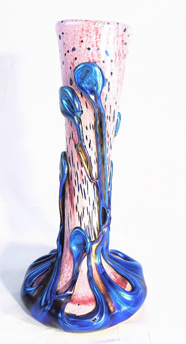 Michele Luzoro Vase Oignon à Long Col Pâte De Verre Biot 1994-photo-4