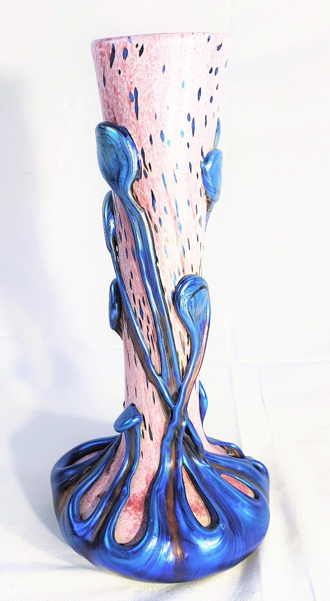 Michele Luzoro Vase Oignon à Long Col Pâte De Verre Biot 1994