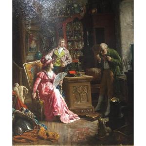 Van Den Kerckhove Jan 1822-1881 Chez L’antiquaire 1876 Huile Sur Panneau