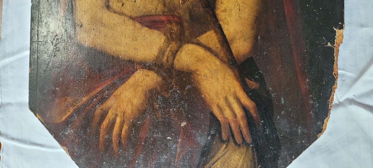 Christ Aux Outrages , Huile Sur Bois XVII ème-photo-3