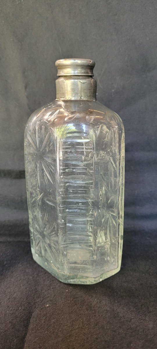 Glass Bottle, 18th Century Pewter Head-photo-4