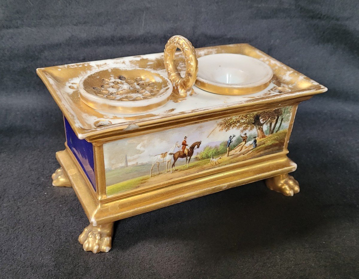 Flamen Fleury Porcelain Inkwell Paris 19th Century-photo-2